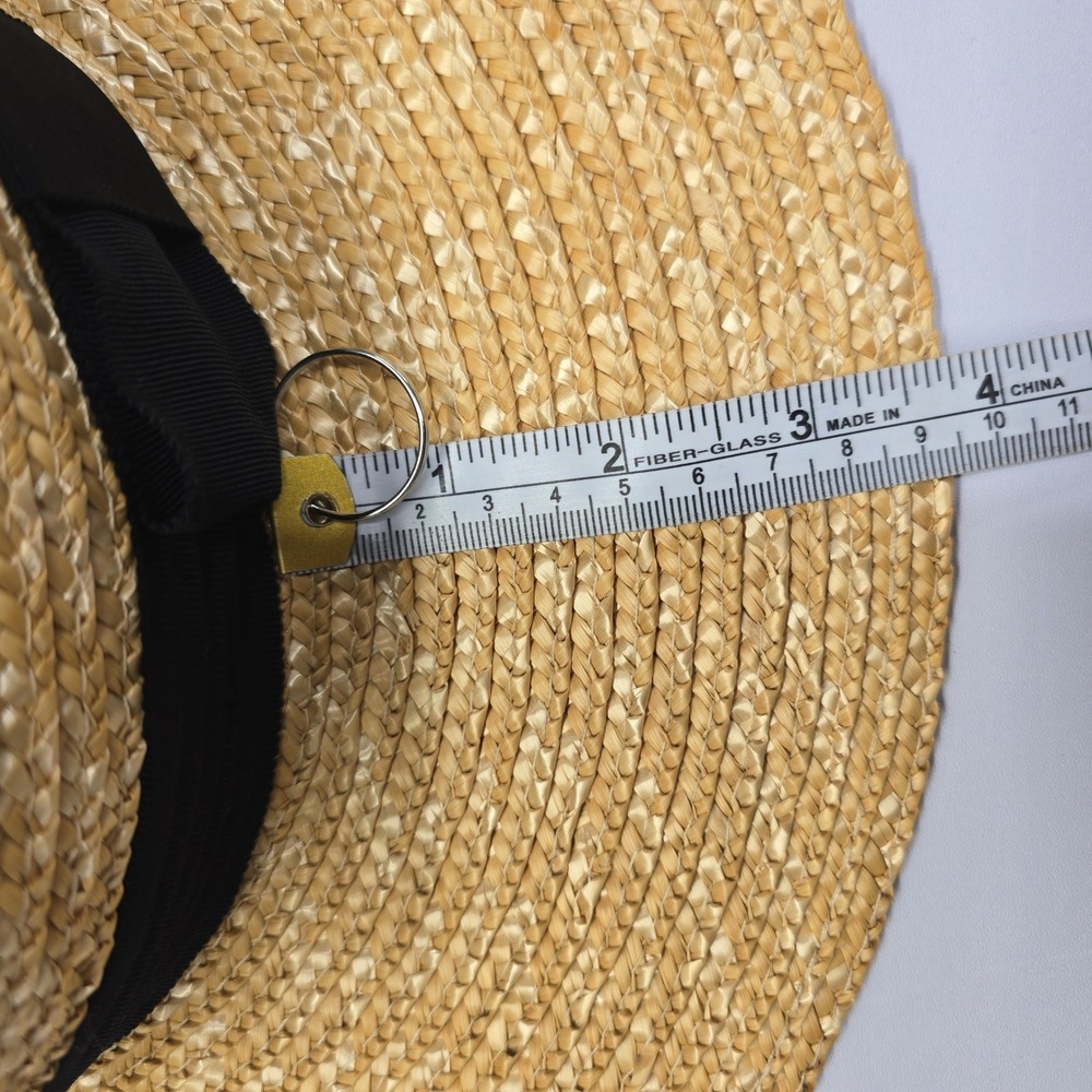 Brixton Joanna Straw Sun Hat Tan Black Grosgrain Ribbon Fedora Wide Brim XS - Picture 3 of 4
